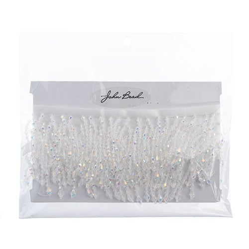 5.5” SILVER CLEAR Glass RHINESTONE Fringe Round Drop Ends — Trims