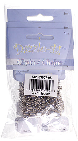 Dazzle-It Curb Chain 7x4mm  1m /Card