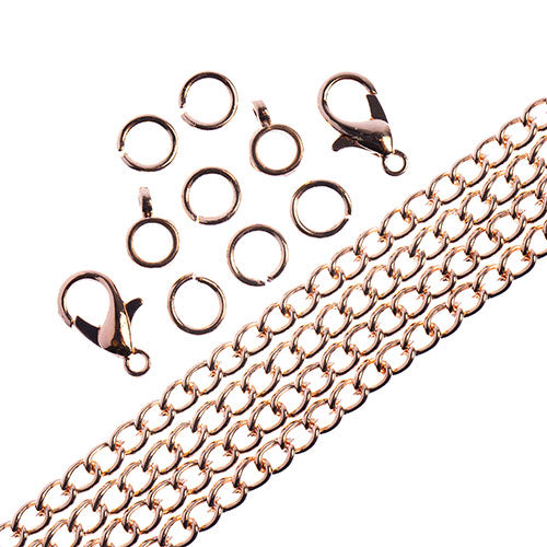 36in Chain And Findings Set- 3x4mm Curb Chain