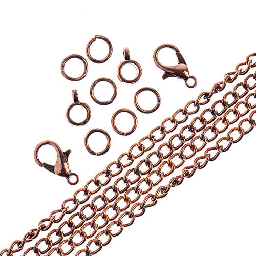 36in Chain And Findings Set- 3x4mm Curb Chain