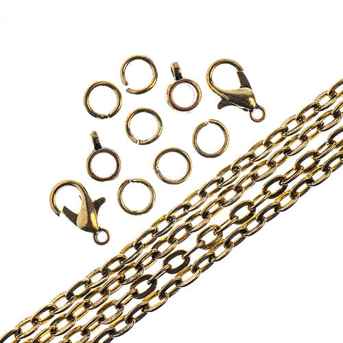 36in Chain And Findings Set-3x4mm Oval Cable Chain
