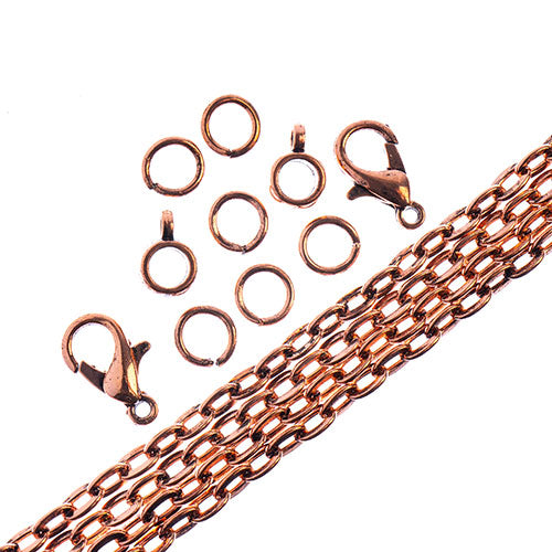 36in Chain And Findings Set-3x4mm Oval Cable Chain