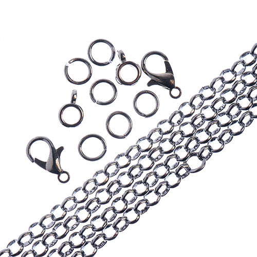 36in Chain And Findings Set- 4mm Rolo Cable Chain