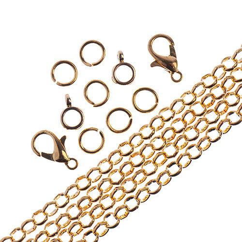 36in Chain And Findings Set- 4mm Rolo Cable Chain