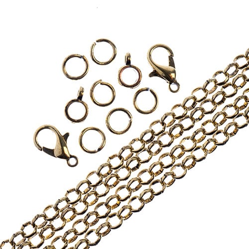 36in Chain And Findings Set- 4mm Rolo Cable Chain