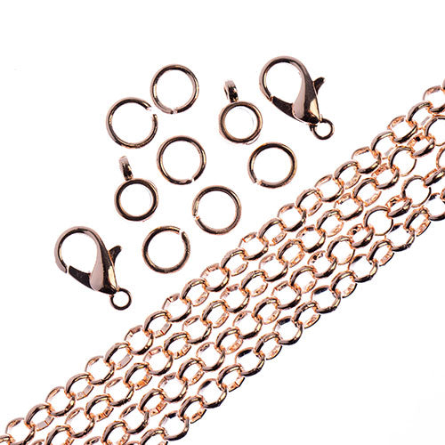 36in Chain And Findings Set- 4mm Rolo Cable Chain