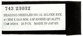 Beading Needle No.13 Silver Eye .41mmx54.6mm Japanese Quality