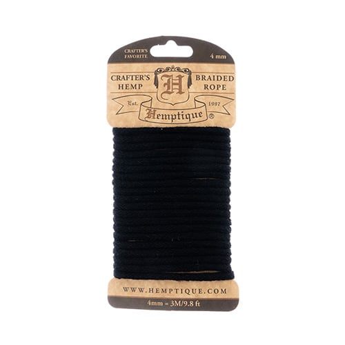Hemp Rope Braid Cord On Card 20lb 4mm 3m/9.8ft Black — Cosplay Supplies Inc