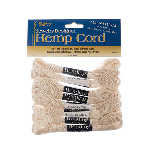 Hemp Cord Fine Grade Long Fiber 3ply Beading Twine 8 Pack x 10yd/9m Each Natural Color