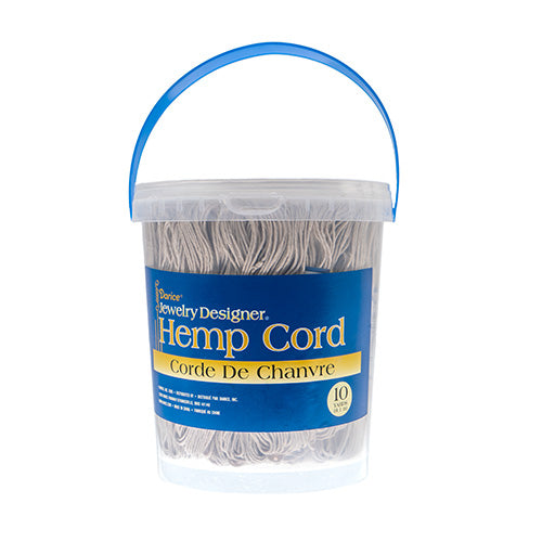 Hemp Cord 20lb 1mm Skein 10yd/9.1m Natural in a bucket