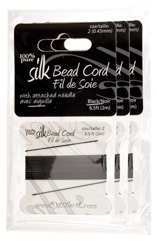 Dazzle-It 100% Silk Bead Cord With Needle 2m