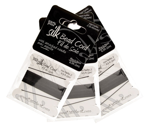 Dazzle-It 100% Silk Bead Cord With Needle 2m