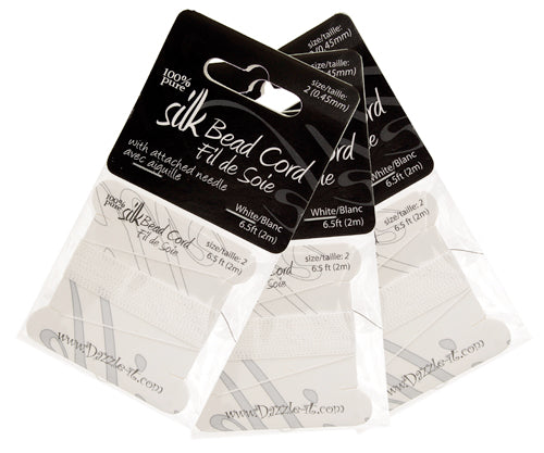 Dazzle-It 100% Silk Bead Cord With Needle 2m