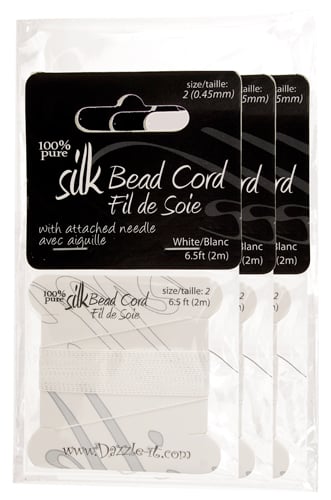 Dazzle-It 100% Silk Bead Cord With Needle 2m