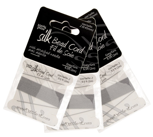 Dazzle-It 100% Silk Bead Cord With Needle 2m