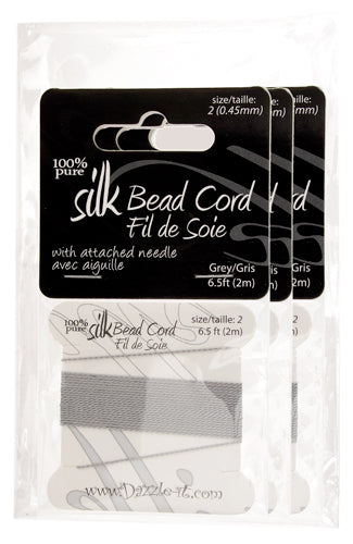 Dazzle-It 100% Silk Bead Cord With Needle 2m