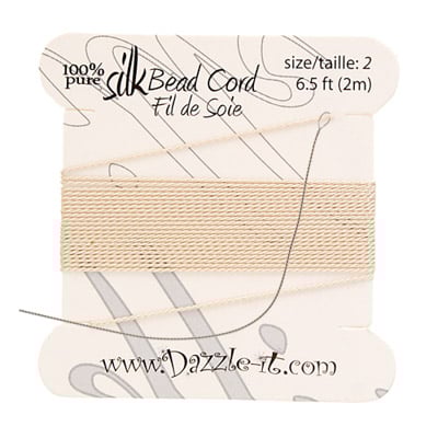 Dazzle-It 100% Silk Bead Cord With Needle 2m