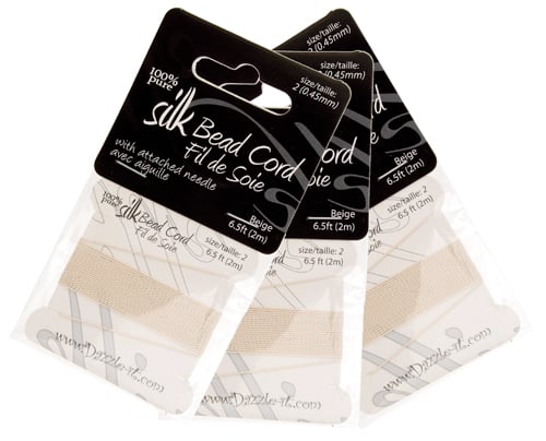 Dazzle-It 100% Silk Bead Cord With Needle 2m