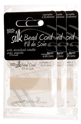 Dazzle-It 100% Silk Bead Cord With Needle 2m