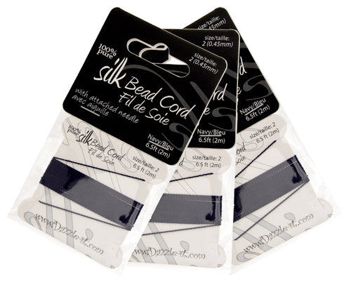 Dazzle-It 100% Silk Bead Cord With Needle 2m