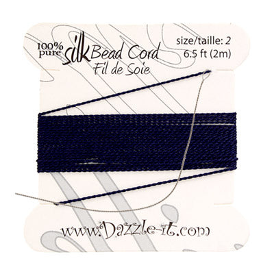 Dazzle-It 100% Silk Bead Cord With Needle 2m