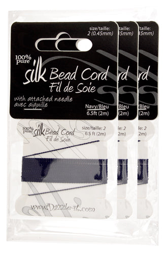 Dazzle-It 100% Silk Bead Cord With Needle 2m