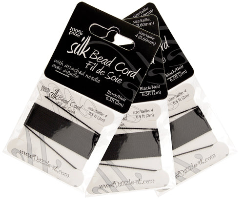 Dazzle-It 100% Silk Bead Cord With Needle 2m