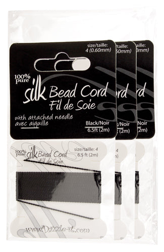 Dazzle-It 100% Silk Bead Cord With Needle 2m