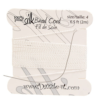 Dazzle-It 100% Silk Bead Cord With Needle 2m