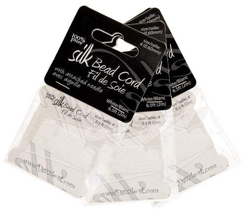 Dazzle-It 100% Silk Bead Cord With Needle 2m