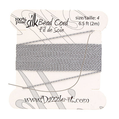 Dazzle-It 100% Silk Bead Cord With Needle 2m