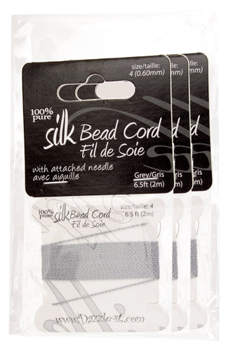 Dazzle-It 100% Silk Bead Cord With Needle 2m