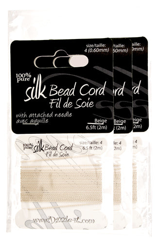 Dazzle-It 100% Silk Bead Cord With Needle 2m