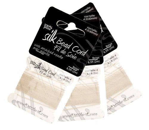 Dazzle-It 100% Silk Bead Cord With Needle 2m