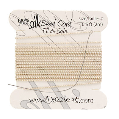 Dazzle-It 100% Silk Bead Cord With Needle 2m