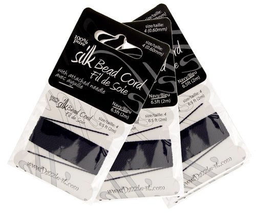 Dazzle-It 100% Silk Bead Cord With Needle 2m