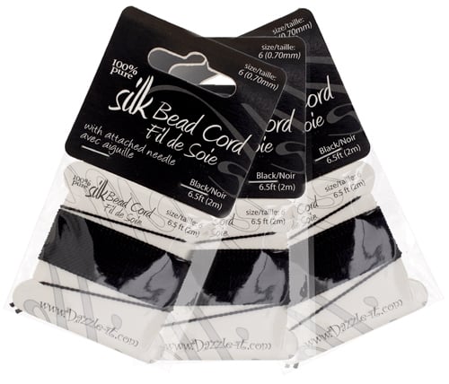 Dazzle-It 100% Silk Bead Cord With Needle 2m