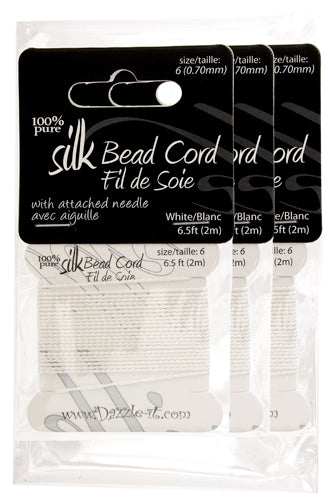Dazzle-It 100% Silk Bead Cord With Needle 2m
