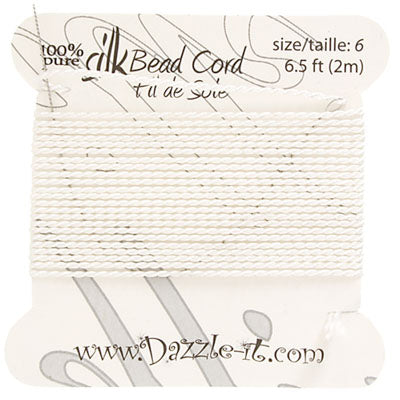 Dazzle-It 100% Silk Bead Cord With Needle 2m