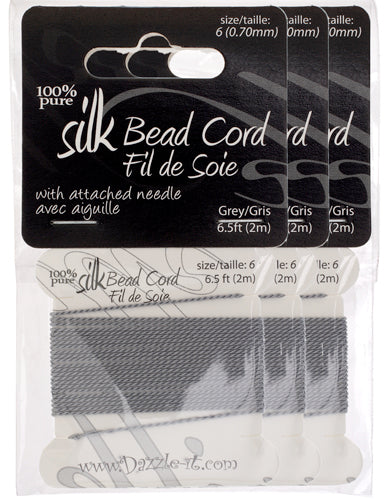 Dazzle-It 100% Silk Bead Cord With Needle 2m