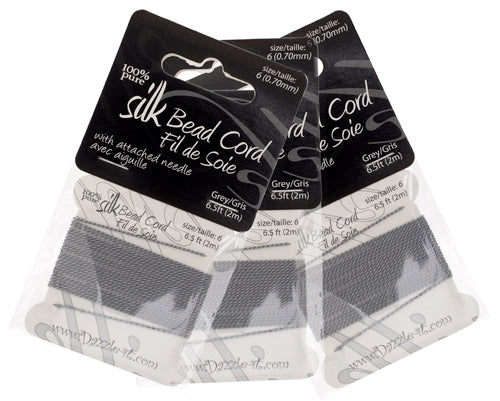 Dazzle-It 100% Silk Bead Cord With Needle 2m