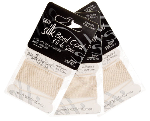 Dazzle-It 100% Silk Bead Cord With Needle 2m