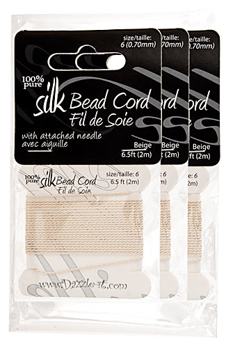 Dazzle-It 100% Silk Bead Cord With Needle 2m