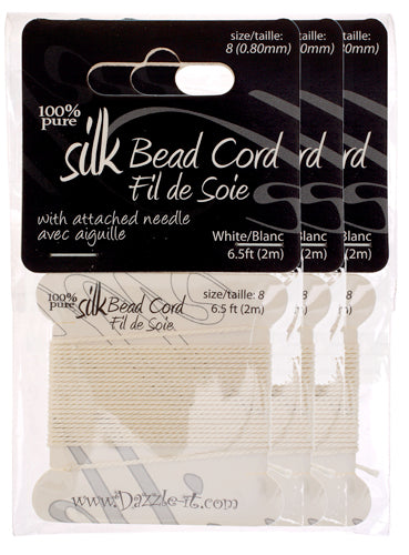 Dazzle-It 100% Silk Bead Cord With Needle 2m