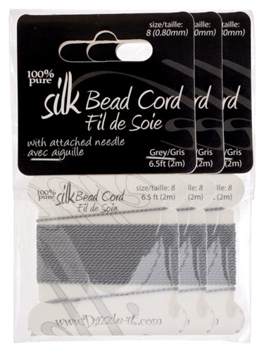 Dazzle-It 100% Silk Bead Cord With Needle 2m