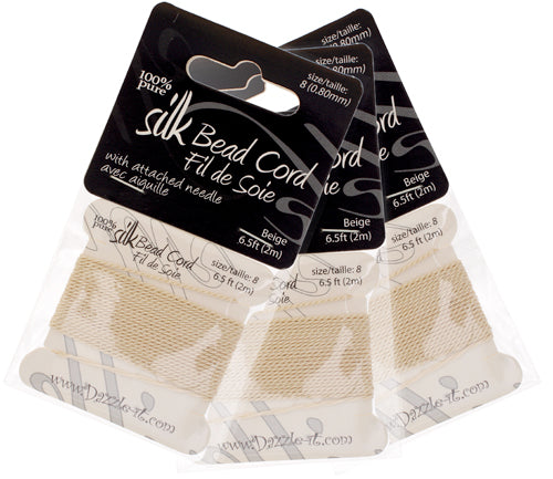 Dazzle-It 100% Silk Bead Cord With Needle 2m