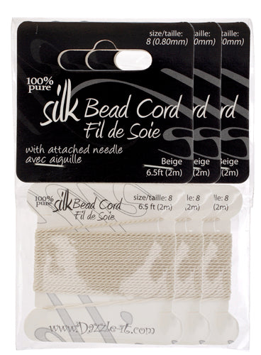 Dazzle-It 100% Silk Bead Cord With Needle 2m