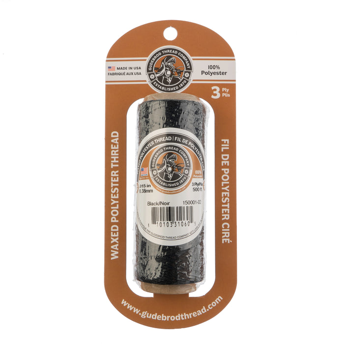 Gudebrod Waxed Thread 3ply 500ft Spool 0.38mm thick
