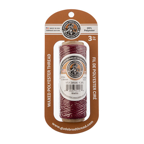 Gudebrod Waxed Thread 3ply 500ft Spool 0.38mm thick