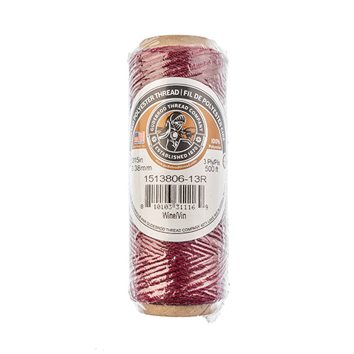 Gudebrod Waxed Thread 3ply 500ft Spool 0.38mm thick